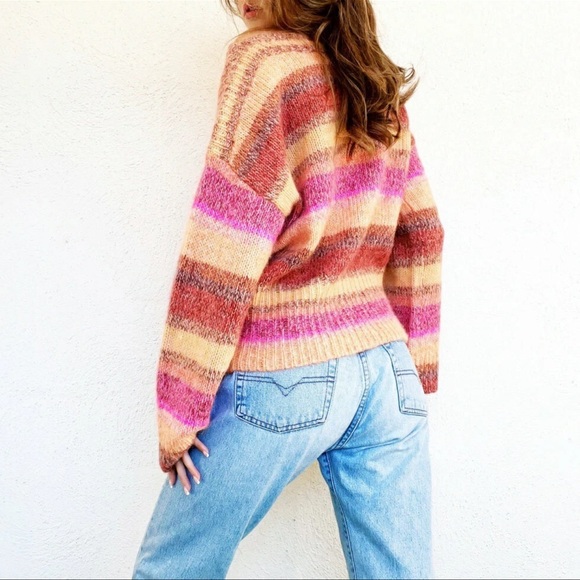 J.Crew Wide Sleeve Alpaca Blend Sweater in Ombré Stripe Size S - Picture 2 of 12